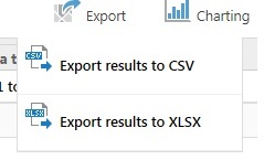 This image represents two possibilities of exporting the results: Export results to CSV or export results to XLSX.