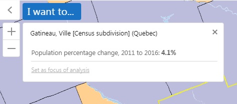 This image represents Gatineau, V [CSD] (Que.), the number 4 and the option to set as focus of analysis.