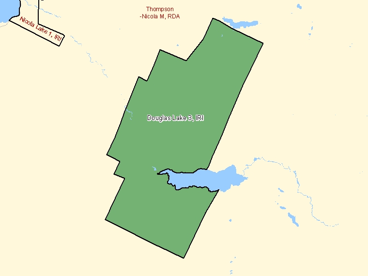 Map : Douglas Lake 3 : IRI, British Columbia (Census Subdivision) shaded in green