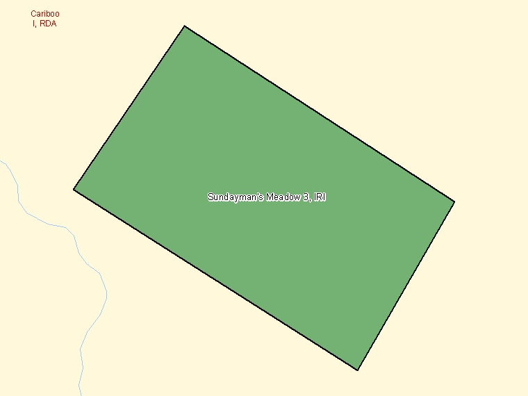 Map: Sundayman's Meadow 3, Indian reserve, Census Subdivision (shaded in green), British Columbia