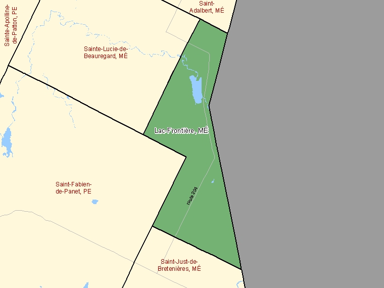 Carte : Lac-Frontière : MÉ, Québec (Subdivision de recensement) ombrée en vert