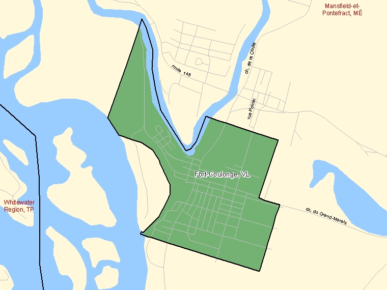 Carte : Fort-Coulonge : VL, Québec (Subdivision de recensement) ombrée en vert