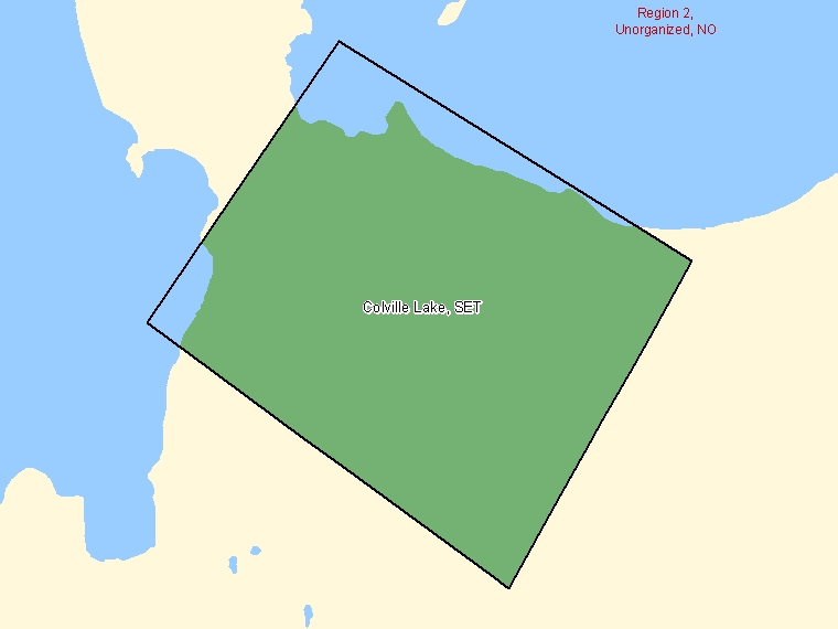 Carte : Colville Lake : SET, Territoires du Nord-Ouest (Subdivision de recensement) ombrée en vert
