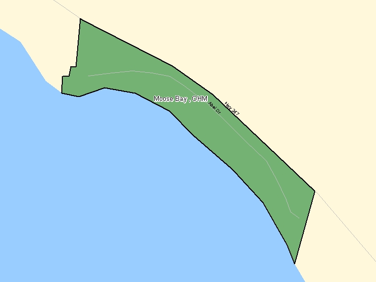 Map: Moose Bay, OHM, Designated Place (shaded in green), Saskatchewan