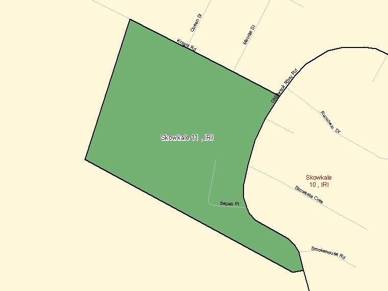 Map: Skowkale 11, IRI, Designated Place (shaded in green), British Columbia